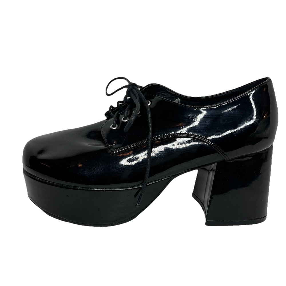 Ellie 1031 Disco Platform Men's Shoes Black Patent 3" Heel Pimp Costume Sz 8